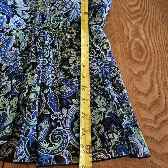 A Shore Fit Blue Paisley Tankini Top Women's Sz 10 Flowy Tummy Control Swim NWOT - Picture 5 of 7